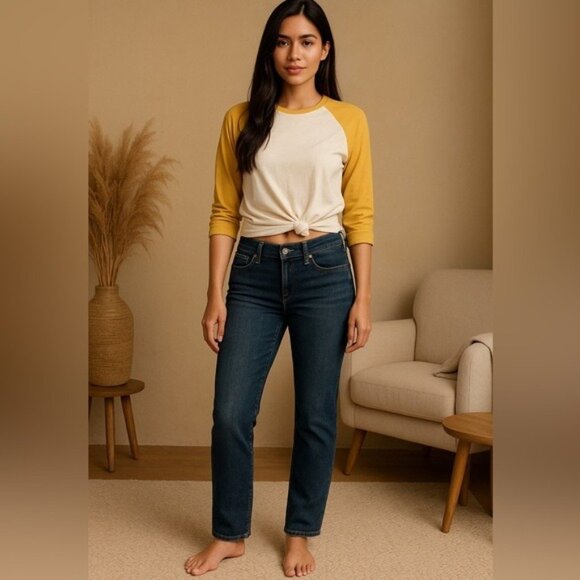 Lucky Brand Denim - Lucky Brand Mid Rise Sweet Straight Jeans Dark Wash Women Size 30R Nomadcore